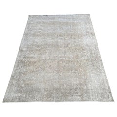 Vintage Turkish Room Size Rug in Neutral Brown and Cream