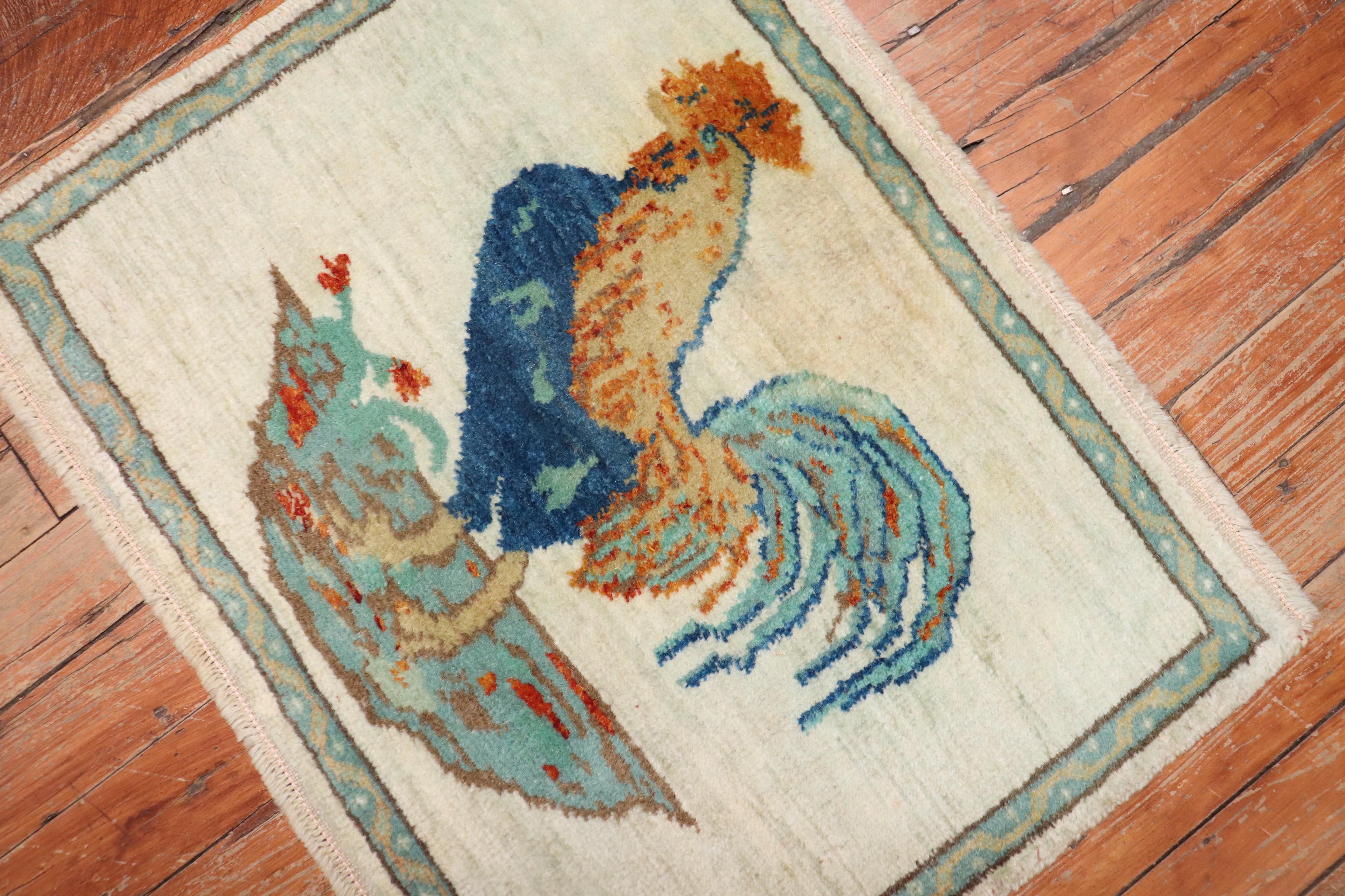 Türkischer Rooster-Teppich, Vintage (Volkskunst) im Angebot