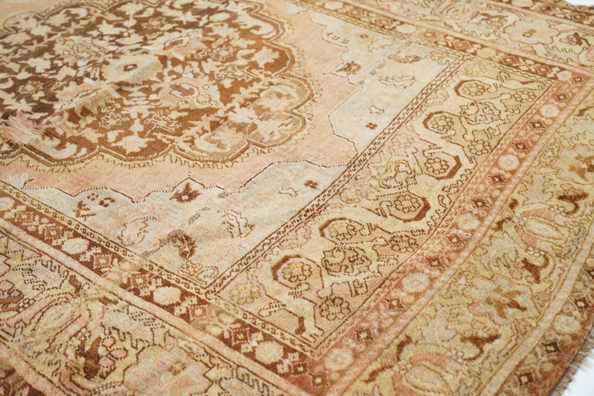 Wool Vintage Turkish Rug 4'6'' x 6'5'' For Sale