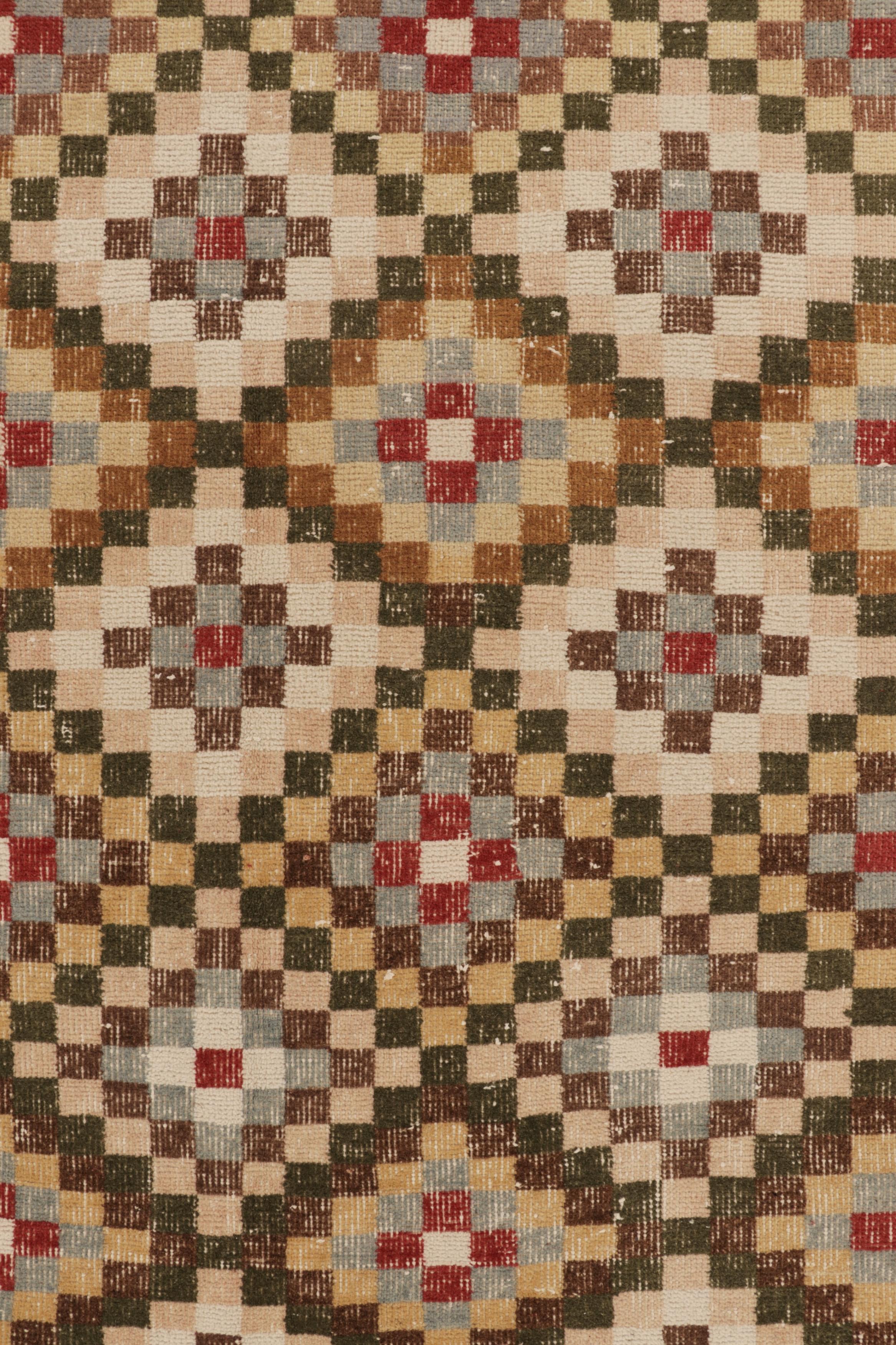 Türkischer Vintage-Teppich, Beige und Braun mit geometrischem Rautenmuster  Rug & Kilim (Wolle) im Angebot