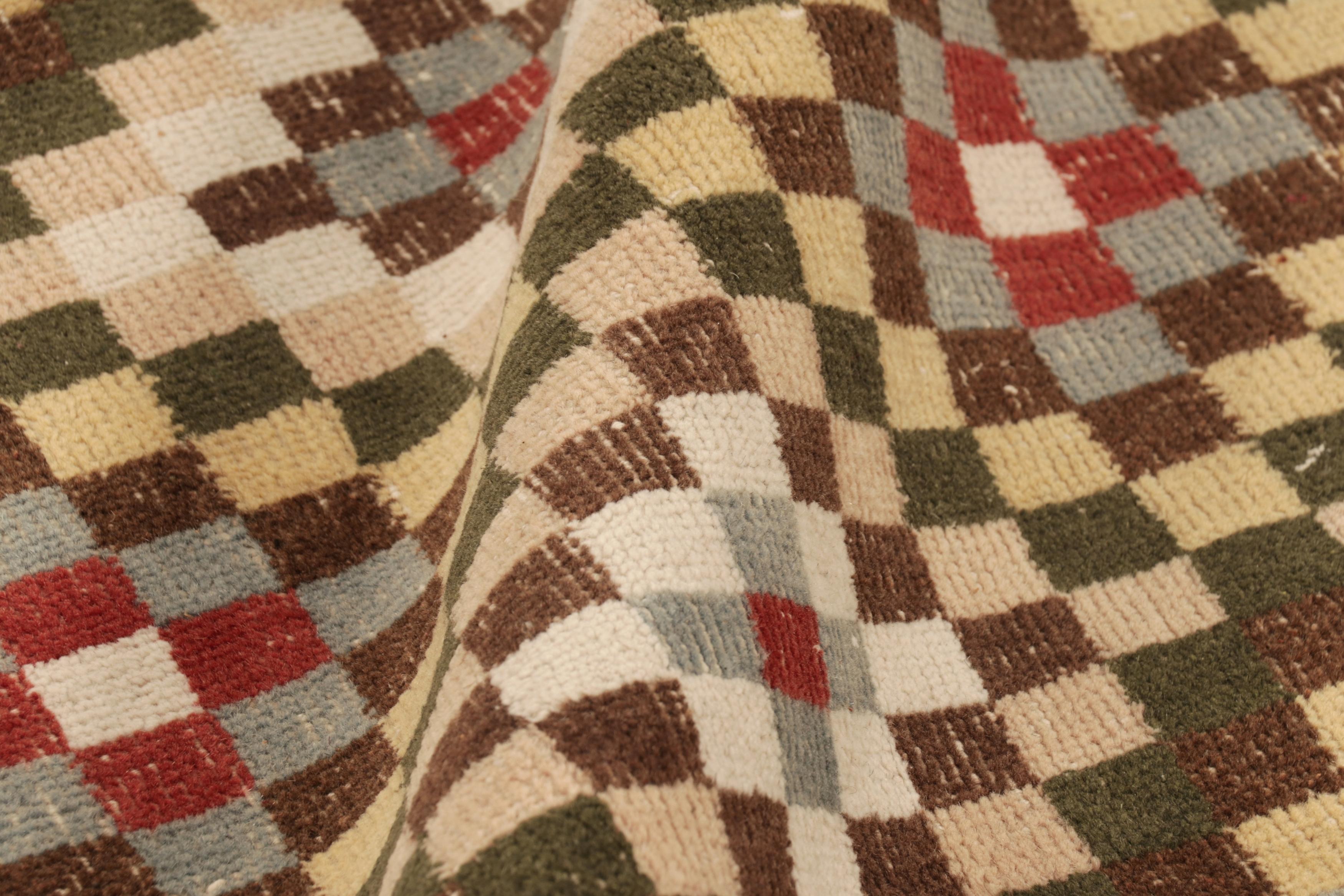 Türkischer Vintage-Teppich, Beige und Braun mit geometrischem Rautenmuster  Rug & Kilim im Angebot 1