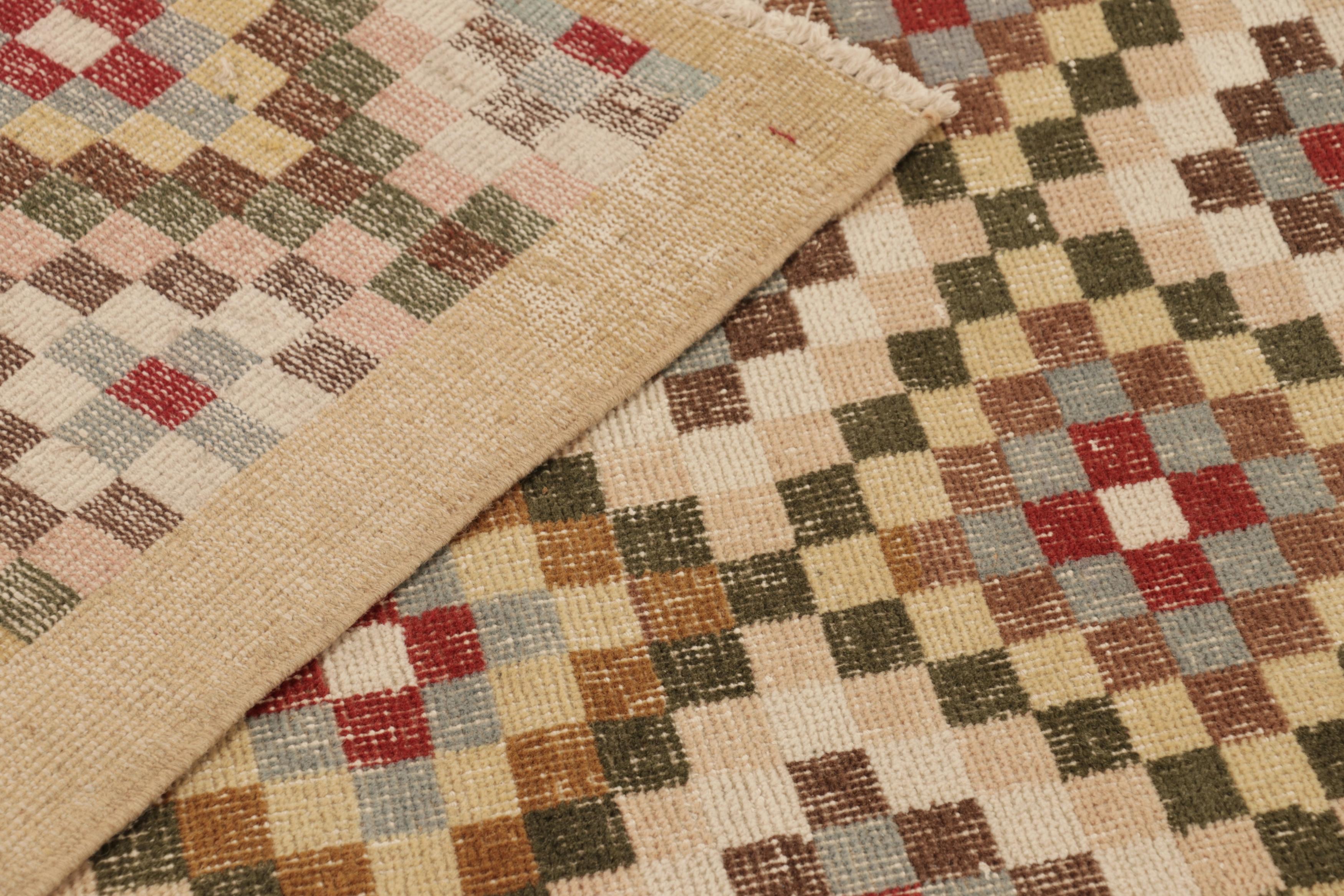 Türkischer Vintage-Teppich, Beige und Braun mit geometrischem Rautenmuster  Rug & Kilim im Angebot 2