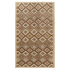 Vintage Turkish Rug, Beige and Brown with Diamond Geometric Pattern  Rug & Kilim