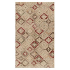 Vintage Turkish Rug, Beige and Cream with Diamond Geometric Pattern  Rug & Kilim