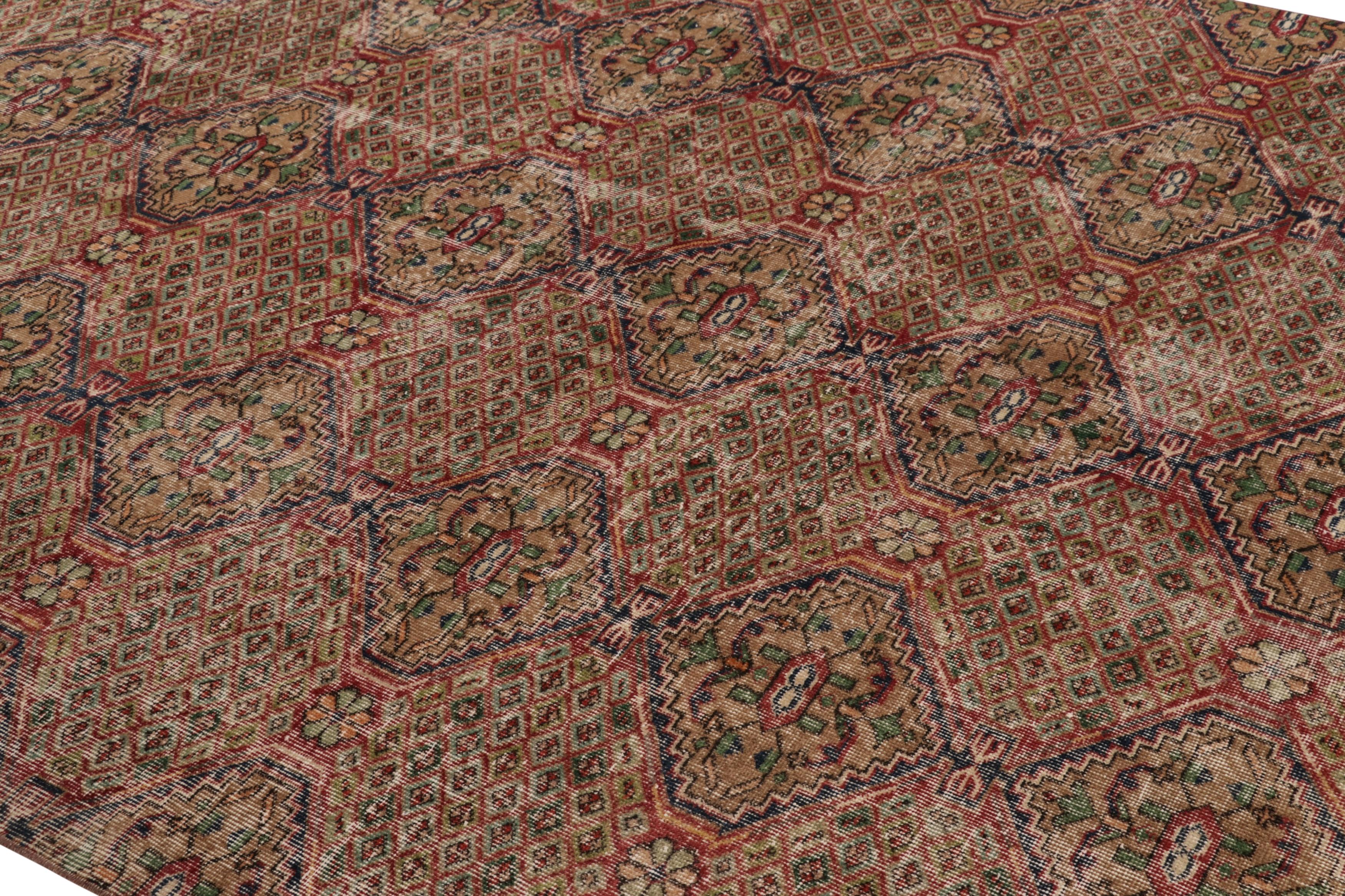 Turco Tappeto turco vintage, beige-marrone con medaglioni floreali - Rug & Kilim in vendita