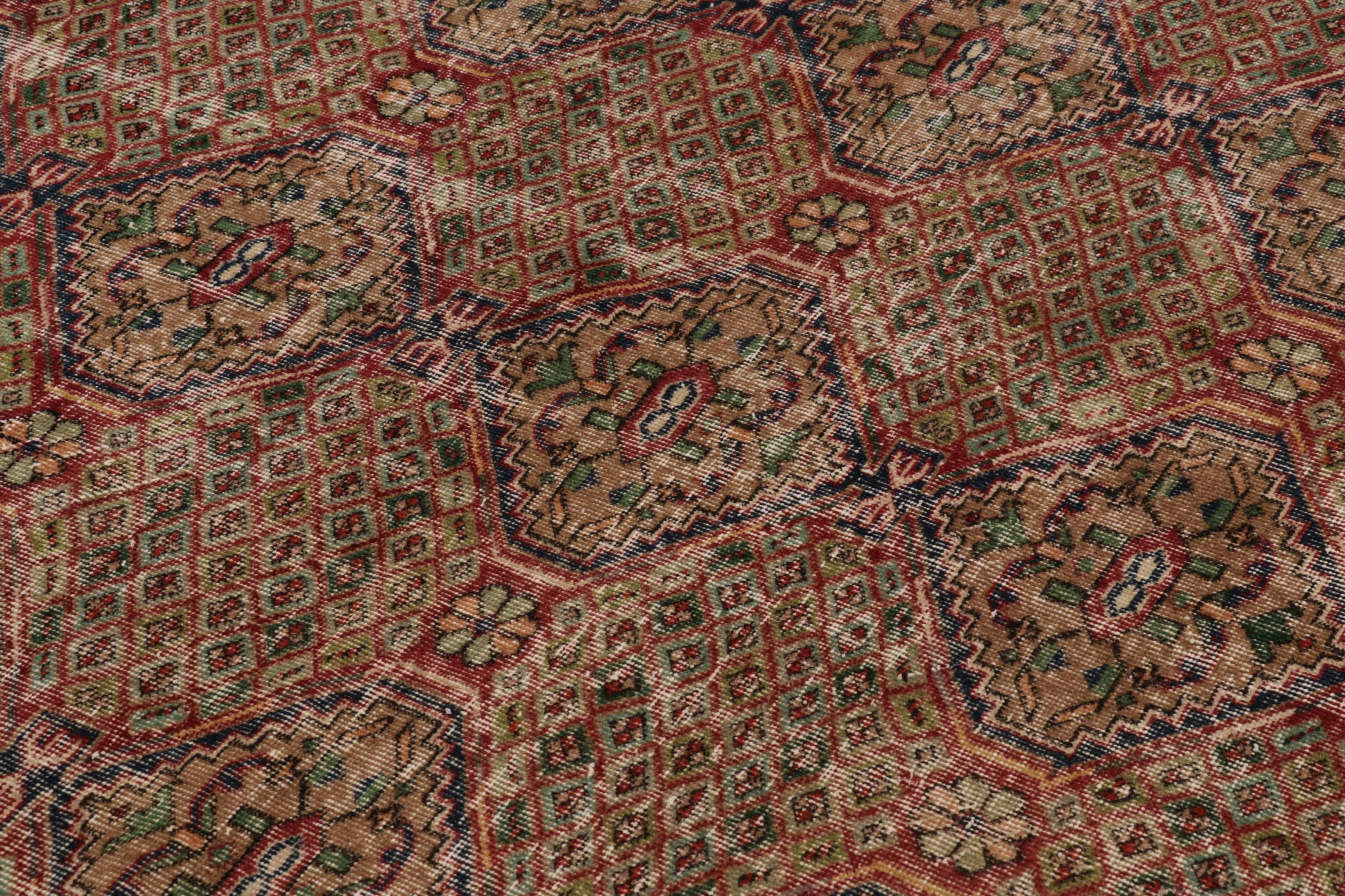 Annodato a mano Tappeto turco vintage, beige-marrone con medaglioni floreali - Rug & Kilim in vendita