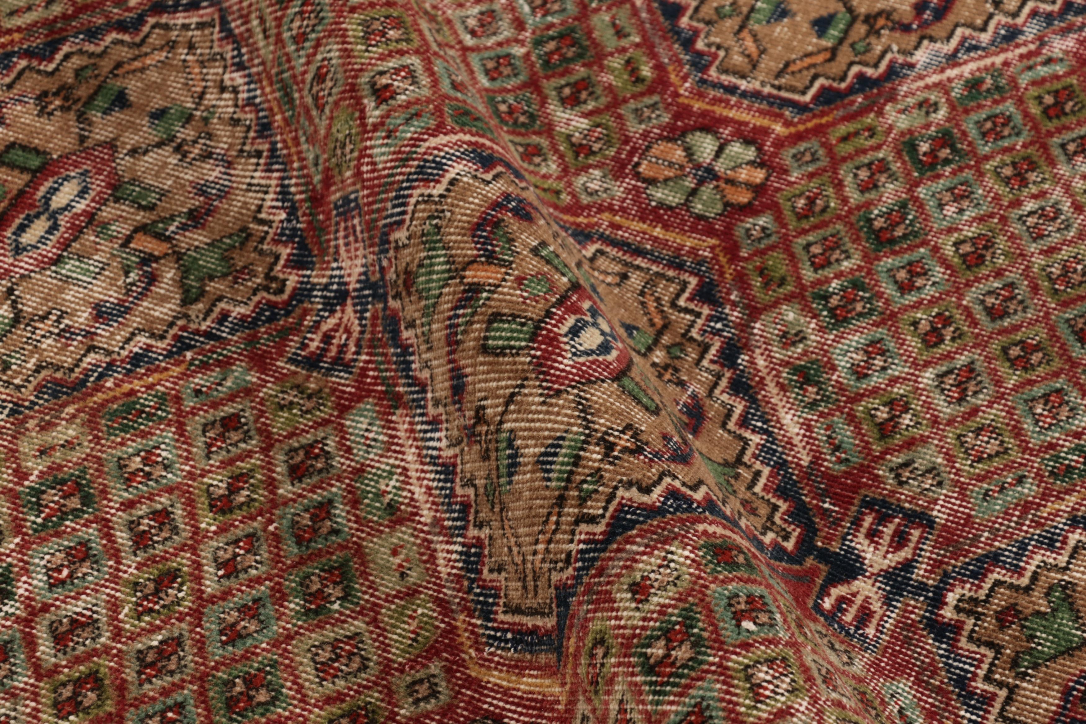 Lana Tappeto turco vintage, beige-marrone con medaglioni floreali - Rug & Kilim in vendita