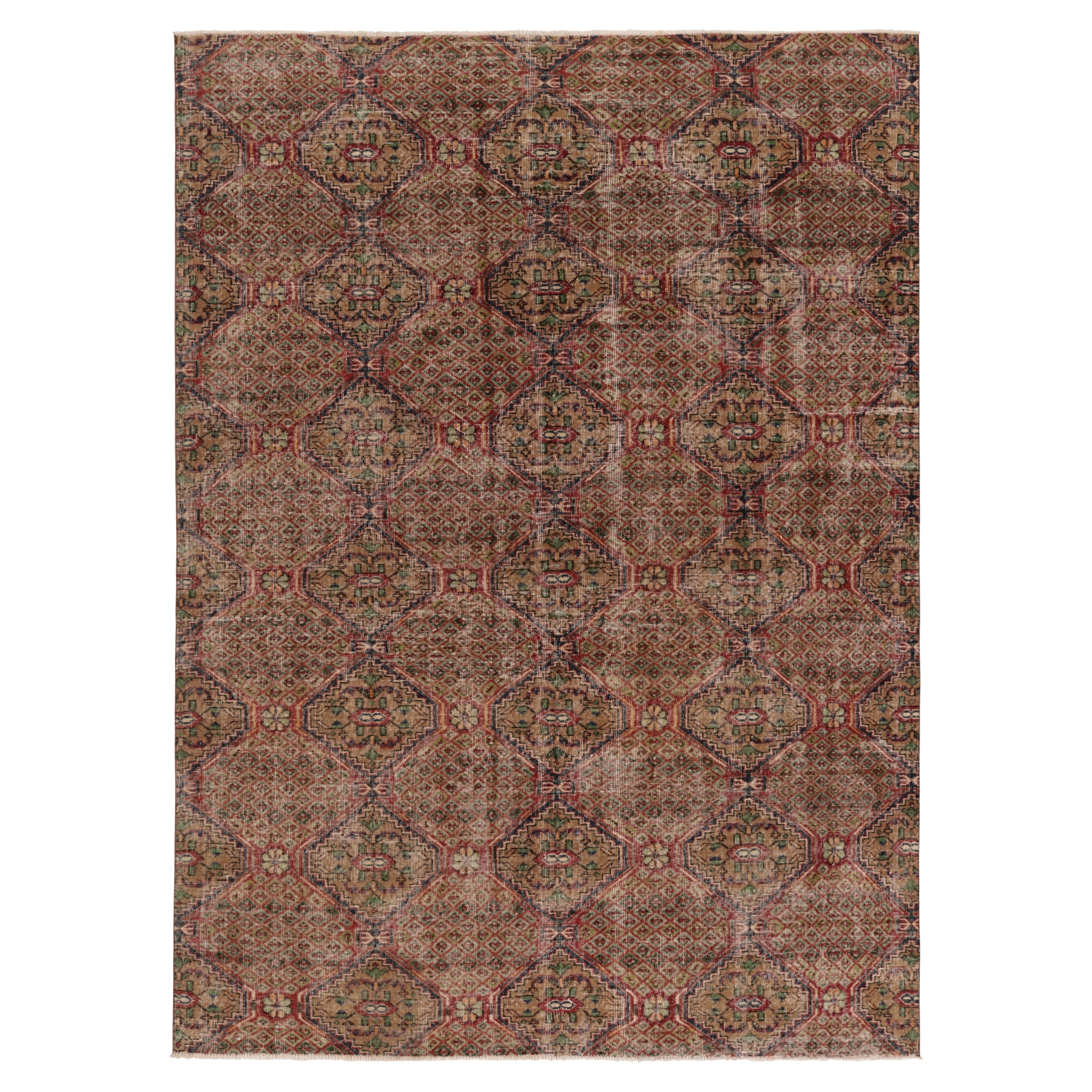 Türkischer Vintage-Teppich, Beige-Braun mit floralen Medaillons - Rug & Kilim