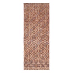 Tappeto turco vintage, campo beige con motivi geometrici a rombi rossi - Rug & Kilim