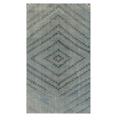 Vintage Turkish Rug, Blue and Black with Diamond Geometric Pattern – Rug & Kilim
