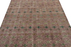 Vintage Turkish Rug, Brown and Purple Diamond Geometric Pattern - Rug & Kilim