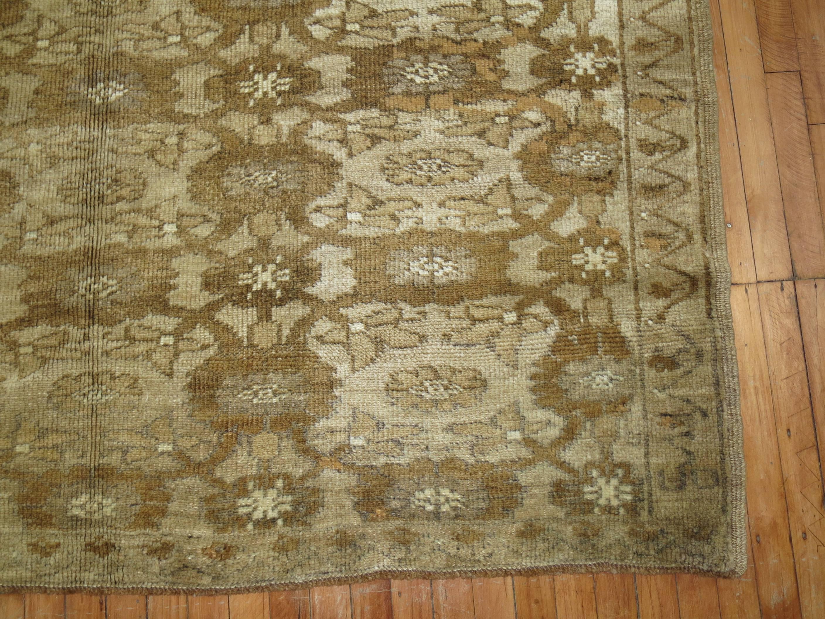 Mid-Century Modern Brown Vintage Turkish Rug  For Sale