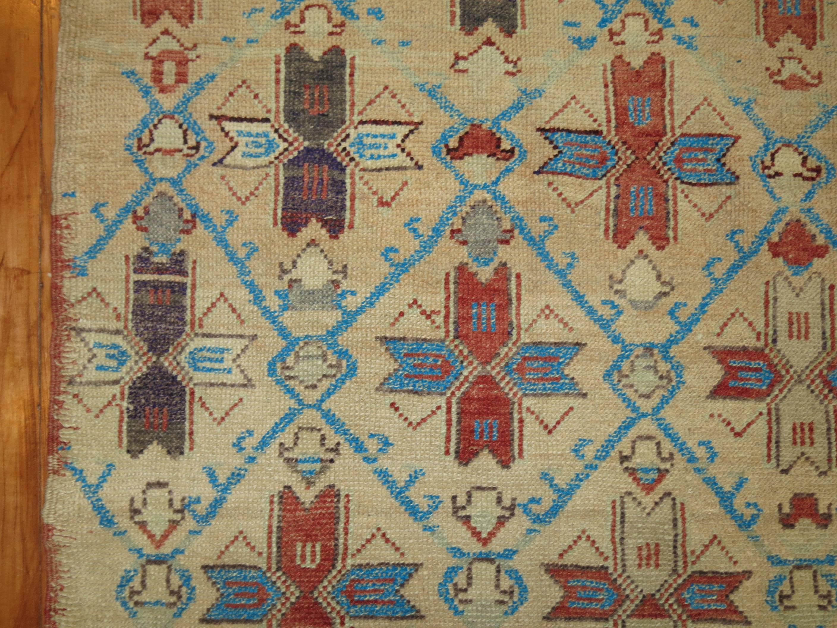 Annodato a mano Tappeto turco vintage eccentrico in vendita