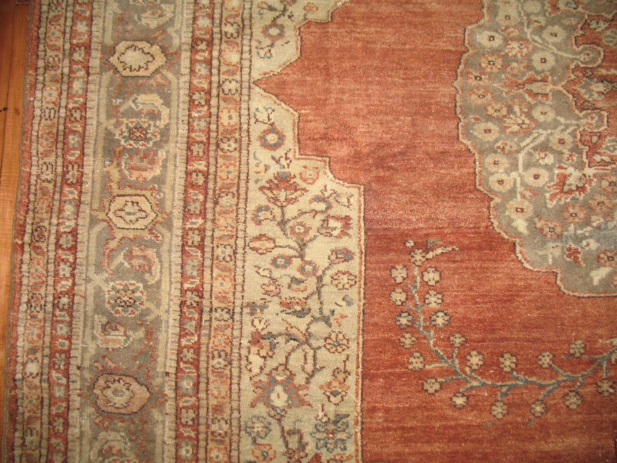 Zabihi Collection Room Size Vintage Turkish Rug In Good Condition For Sale In New York, NY