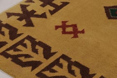 Vintage Turkish Rug, Gold with Bold Tribal Geometry - Rug & Kilim