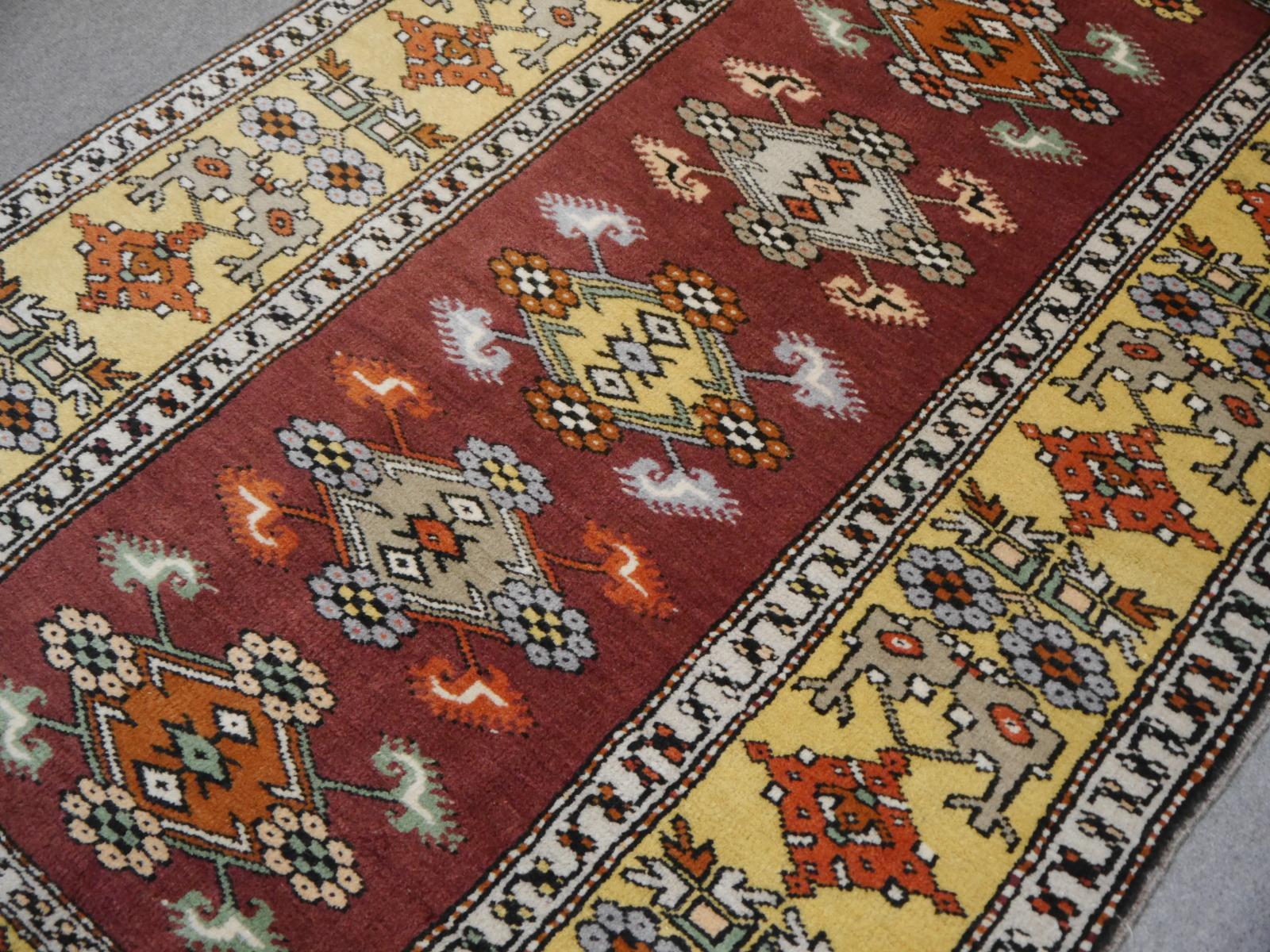 Wool Vintage Turkish Rug Hand-Knotted For Sale