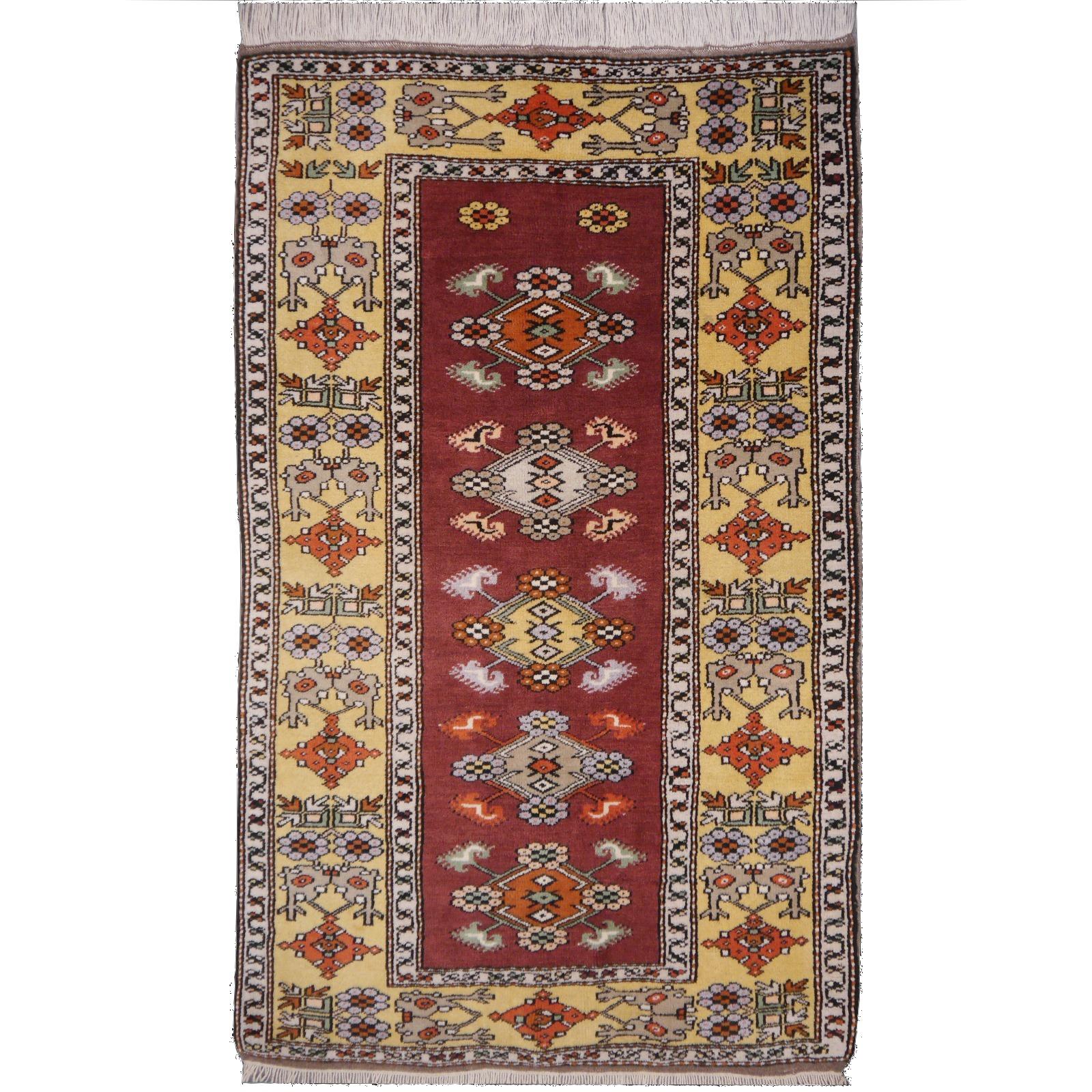 Vintage Turkish Rug Hand-Knotted For Sale