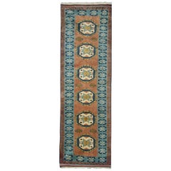 Vintage Turkish Rug, Handwoven Oriental Rust Wool Carpet Runner Rug