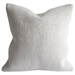 Vintage Turkish Rug Hemp Pillow Cover in Off-White