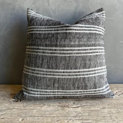 Vintage Turkish Rug Hemp Pillow with Down Insert 22" x 22"