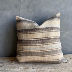 Vintage Turkish Rug Hemp Pillow with Down Insert 22" x 22"