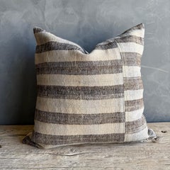 Vintage Turkish Rug Hemp Pillow with Down Insert 22" x 22"