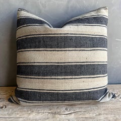 Vintage Turkish Rug Hemp Pillow with Down Insert 22" x 22"