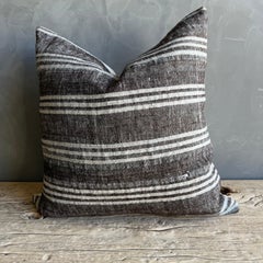 Vintage Turkish Rug Hemp Pillow with Down Insert 22" x 22"