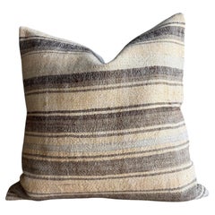 Vintage Turkish Rug Hemp Pillow with Down Insert 22" x 22"