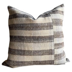 Vintage Turkish Rug Hemp Pillow with Down Insert 22" x 22"