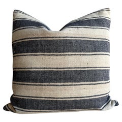 Vintage Turkish Rug Hemp Pillow with Down Insert 22" x 22"