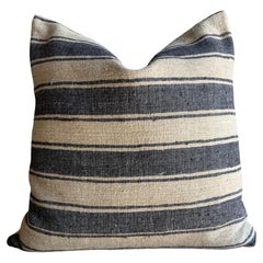 Vintage Turkish Rug Hemp Pillow with Down Insert 22" x 22"