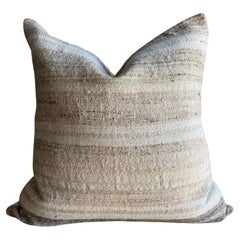 Vintage Turkish Rug Hemp Pillow with Down Insert 22" x 22"