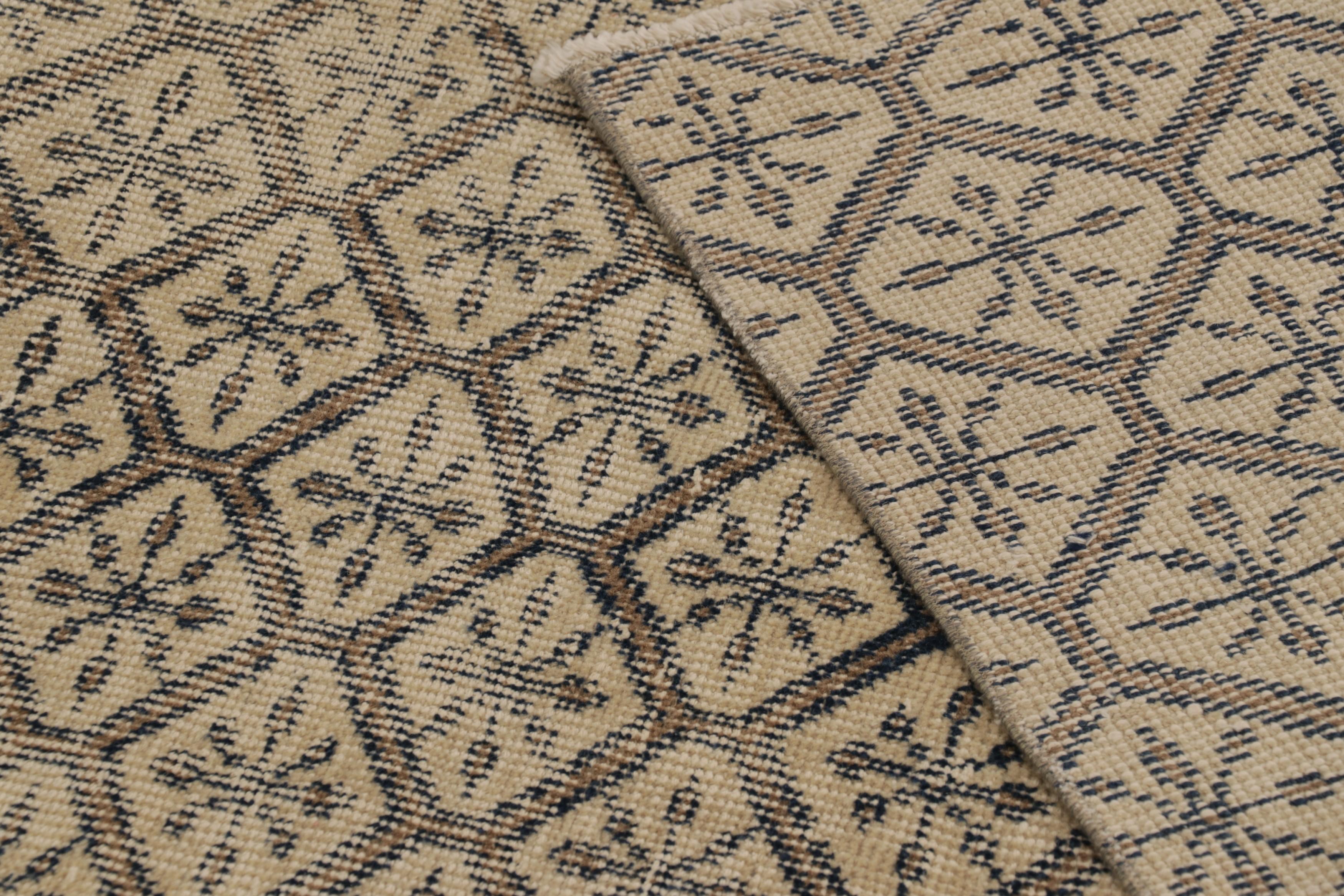 Vintage Turkish Rug in Beige-Brown and Black Diamond Patterns  - Rug & Kilim For Sale 2