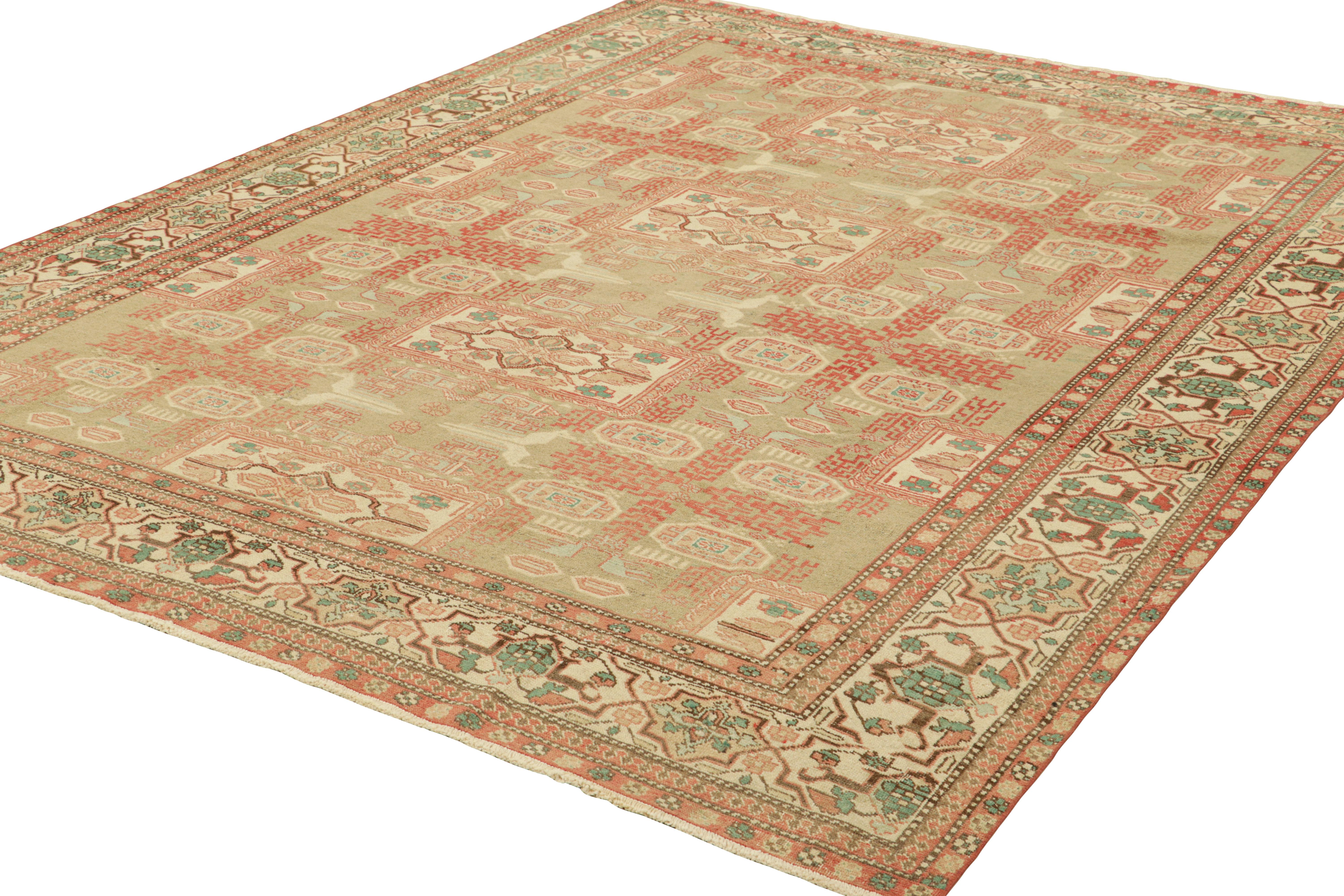 Turco Tappeto turco vintage in beige-marrone e verde con medaglioni  Rug & Kilim in vendita