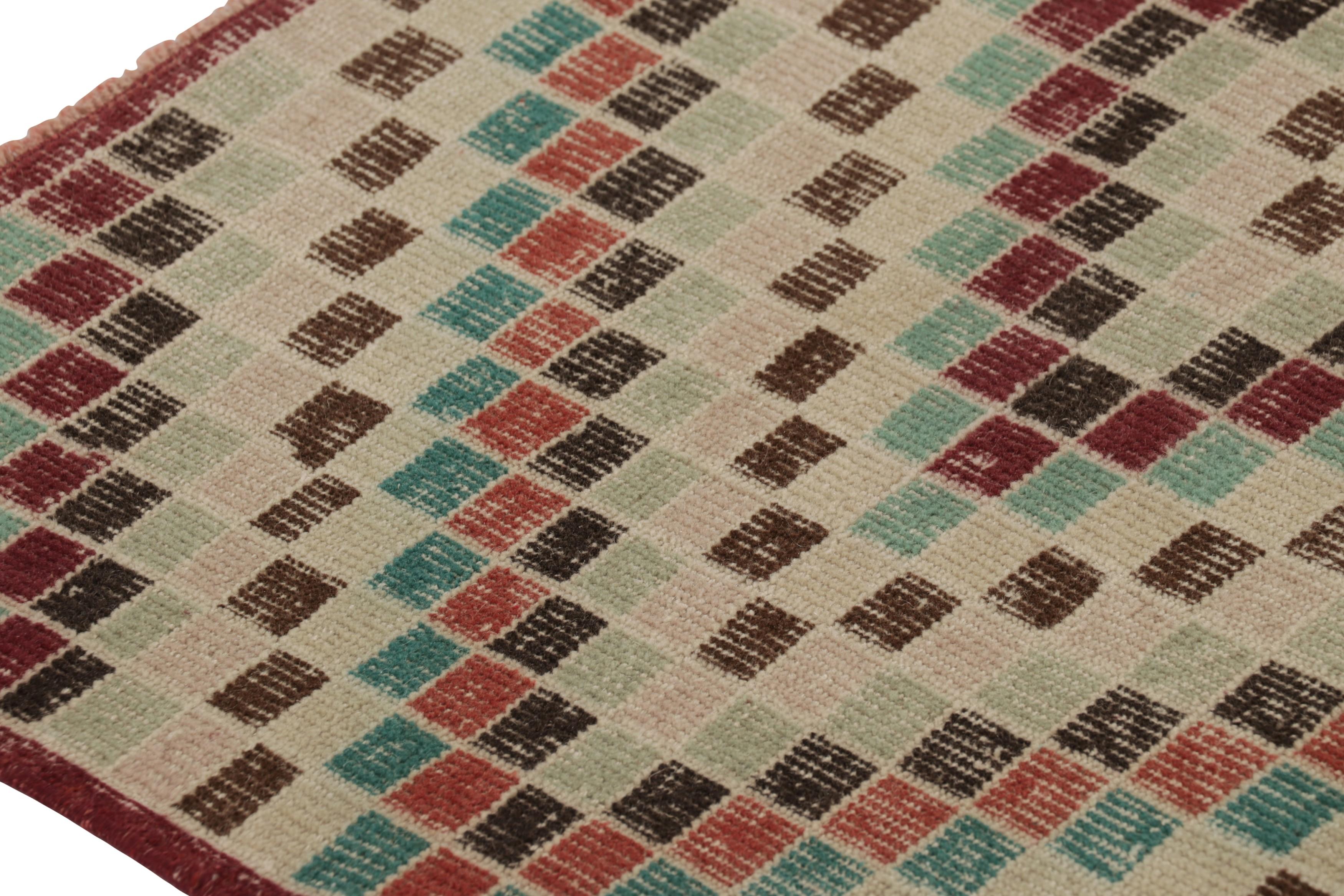 Türkischer Vintage-Teppich in Beige-Braun & bunten Diamant-Medaillons  - Rug & Kilim (Handgeknüpft) im Angebot