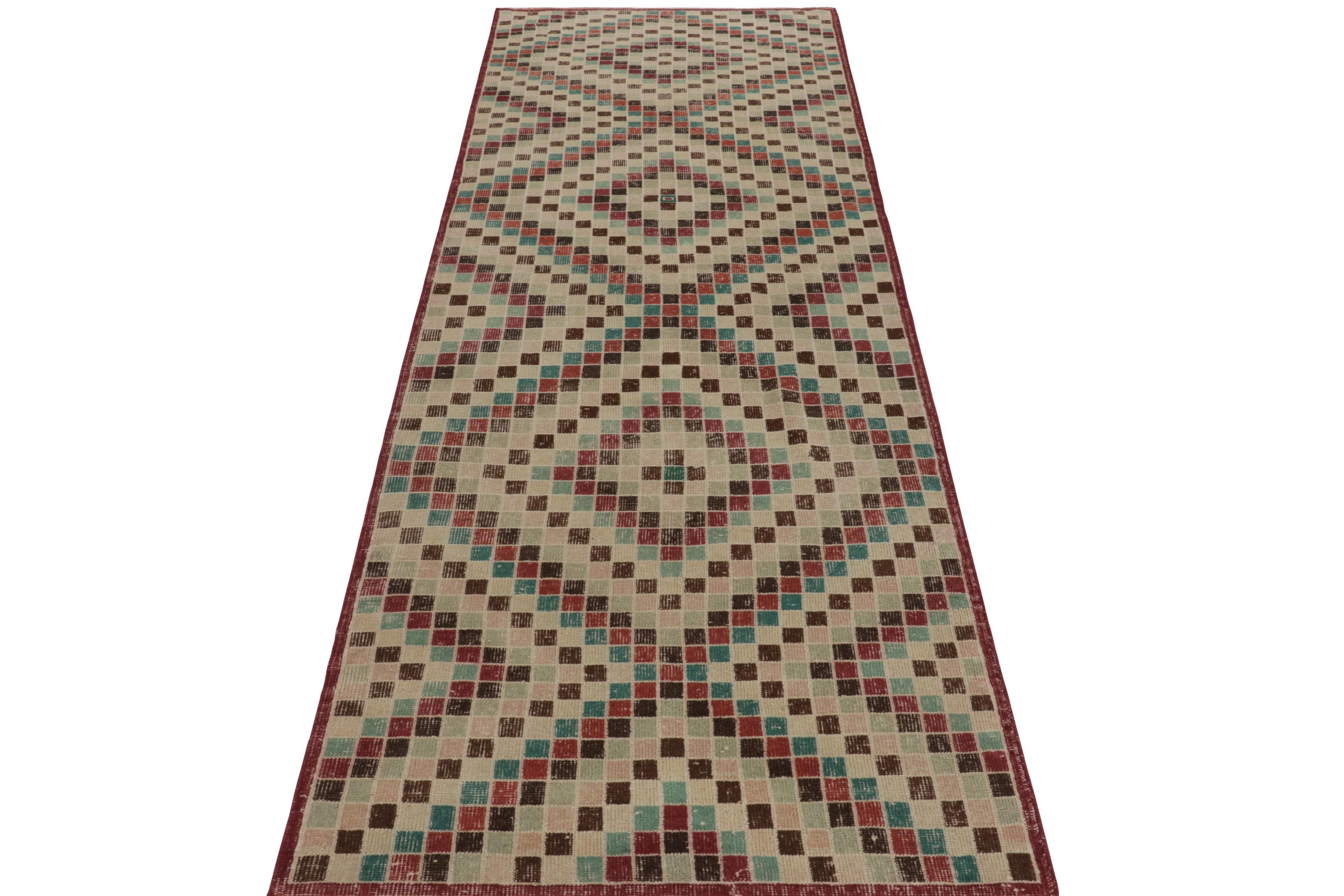 Türkischer Vintage-Teppich in Beige-Braun & bunten Diamant-Medaillons  - Rug & Kilim (Mitte des 20. Jahrhunderts) im Angebot