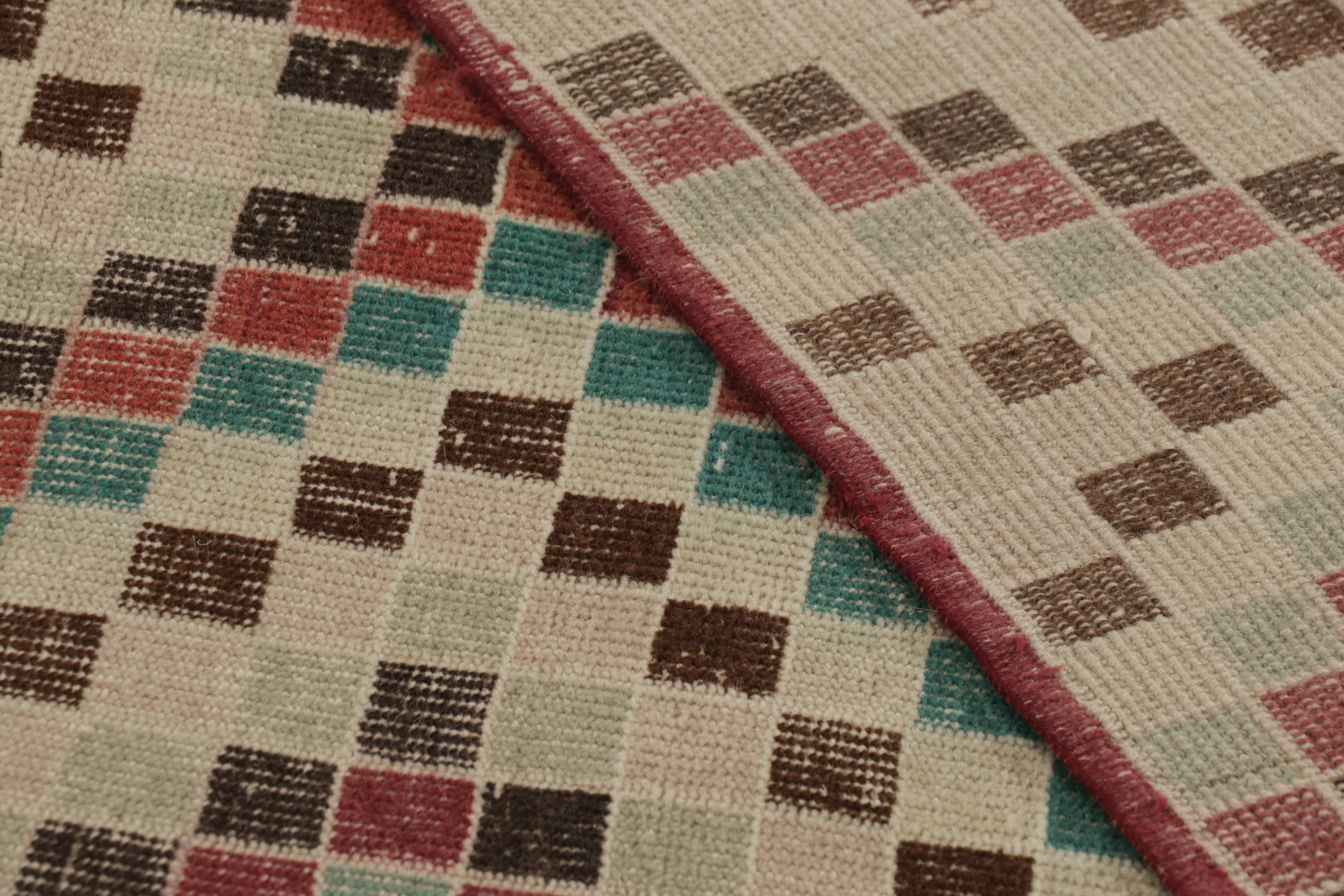 Türkischer Vintage-Teppich in Beige-Braun & bunten Diamant-Medaillons  - Rug & Kilim im Angebot 2