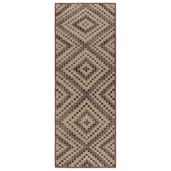 Vintage Turkish Rug in Beige-Brown & Colorful Diamond Medallions  - Rug & Kilim