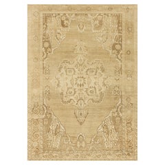 Türkischer Vintage-Teppich in Beige-Braun mit Blumenmedaillon, von Rug & Kilim