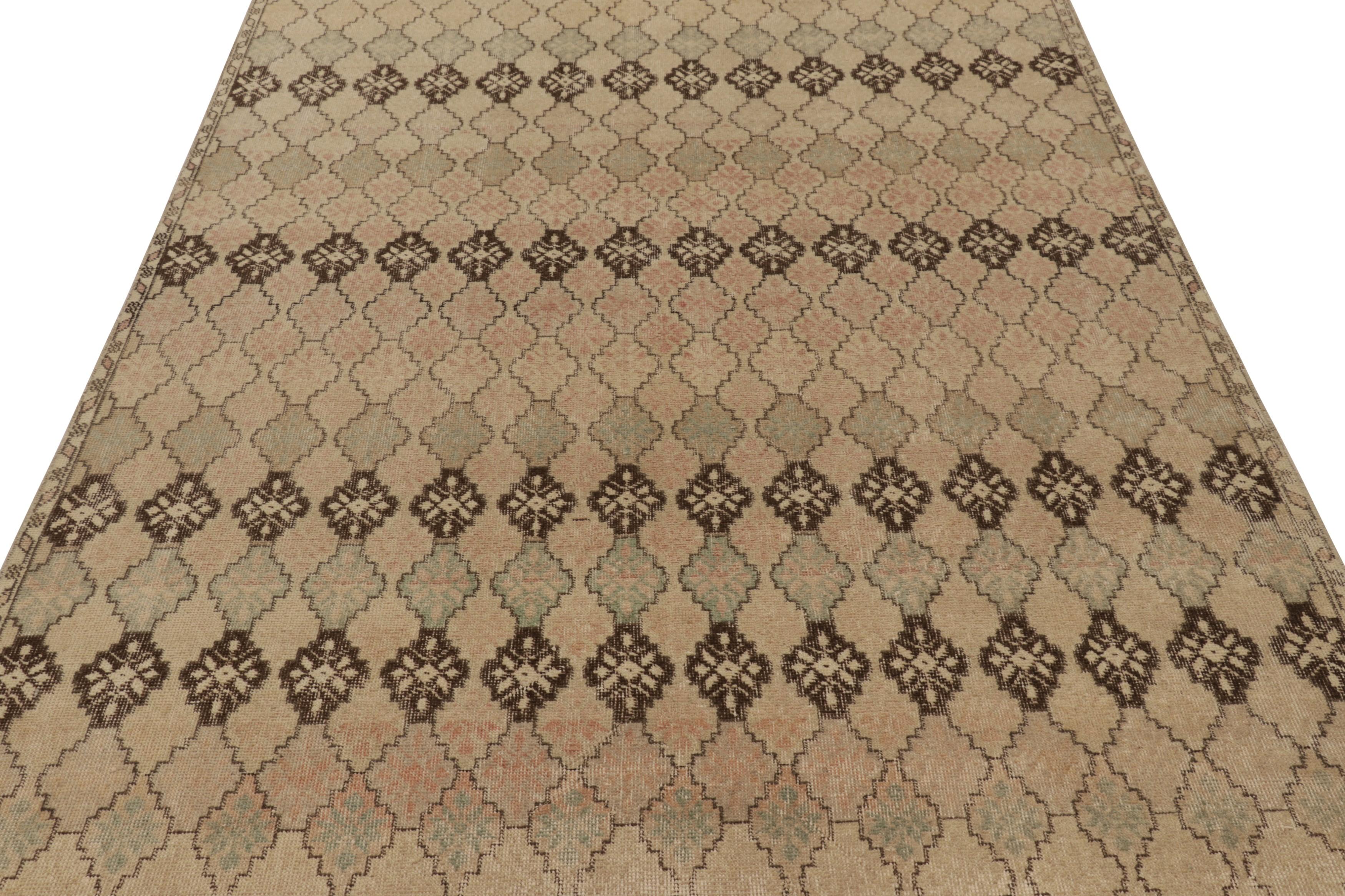 Made with hand-knotted wool circa 1950-1960, this 5x9 vintage Turkish rug of all over geometric design is an exciting new addition to the Rug & Kilim’s collection of eclectic mid-century rugs.

On the Design:

Admirers of the craft will appreciate