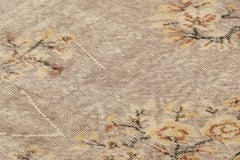 Vintage Turkish Rug in Beige-Brown with Medallion and Florals  Rug & Kilim