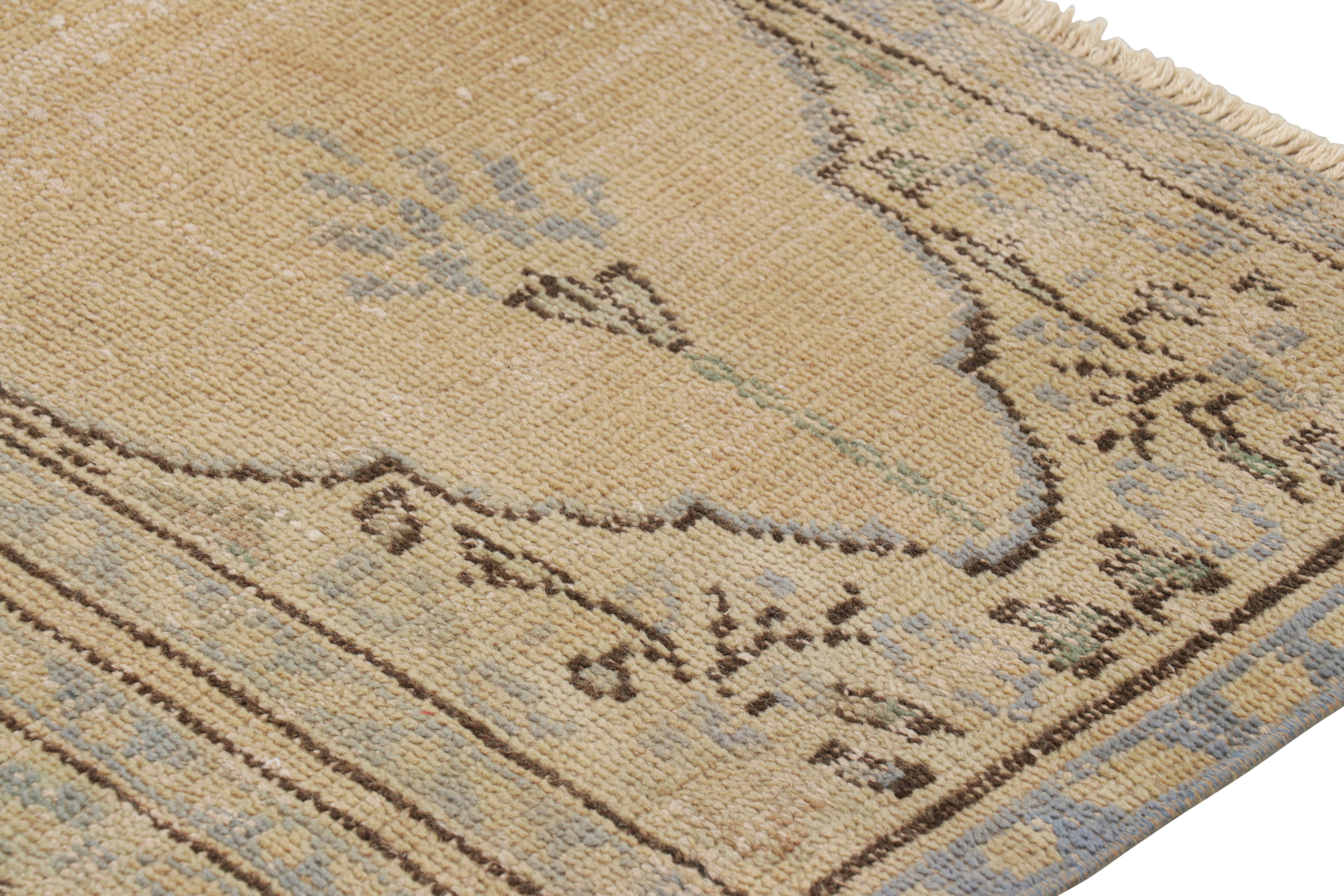 Wool Vintage Turkish Rug in Beige-Brown, with Saf Mihrab Patterns, from Rug & Kilim For Sale