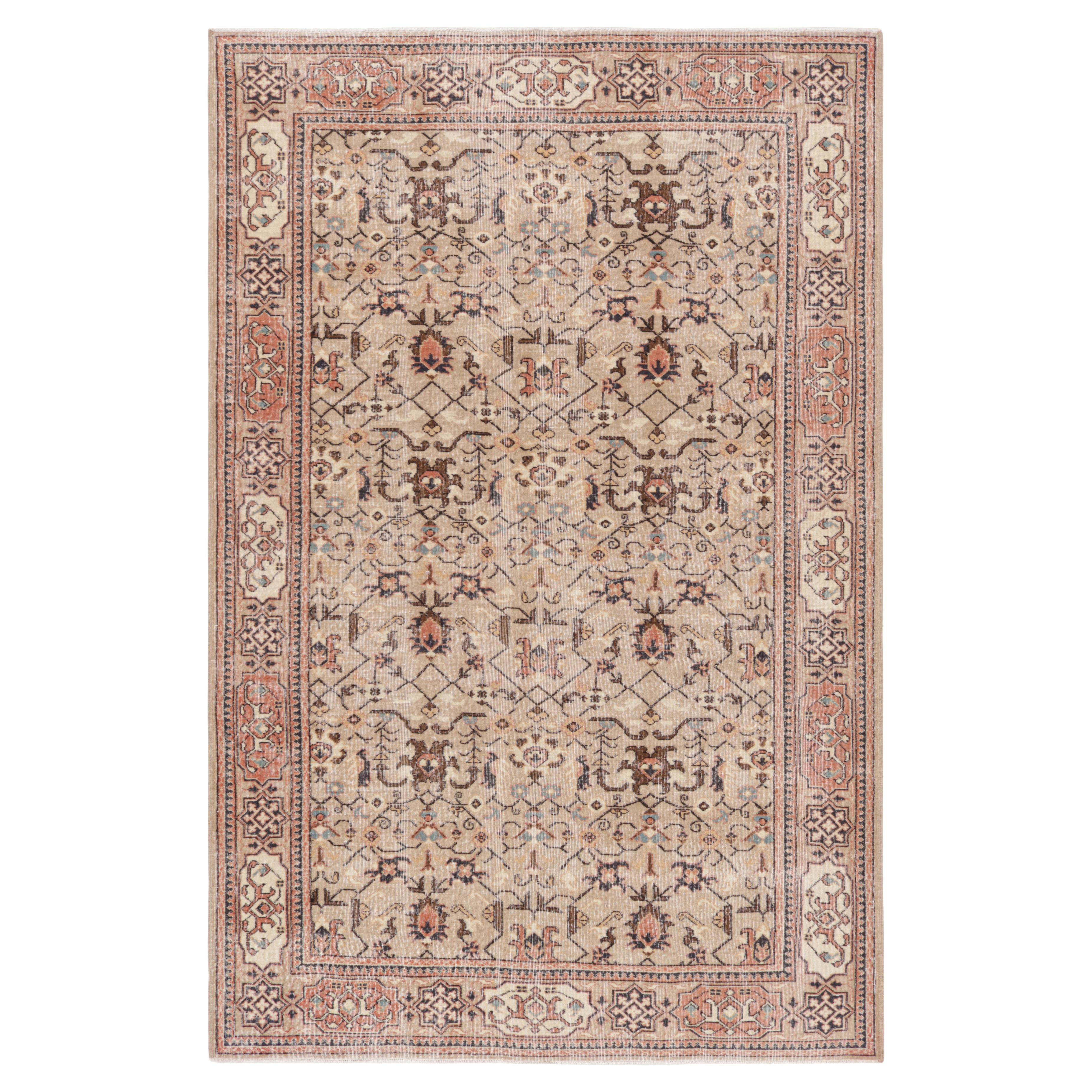 Vintage Turkish Rug in Beige with Colorful Geometric Patterns, from Rug & Kilim