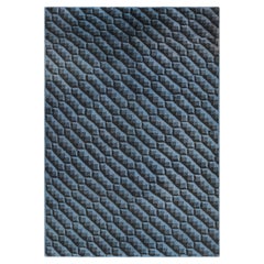 Vintage Turkish Rug in Blue and Black Geometric Patterns, from Rug & Kilim