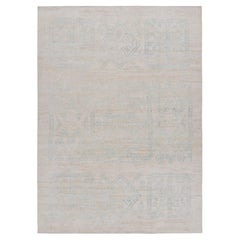 Vintage Turkish Rug in Blue and White with Geometric Patterns, from Rug & Kilim