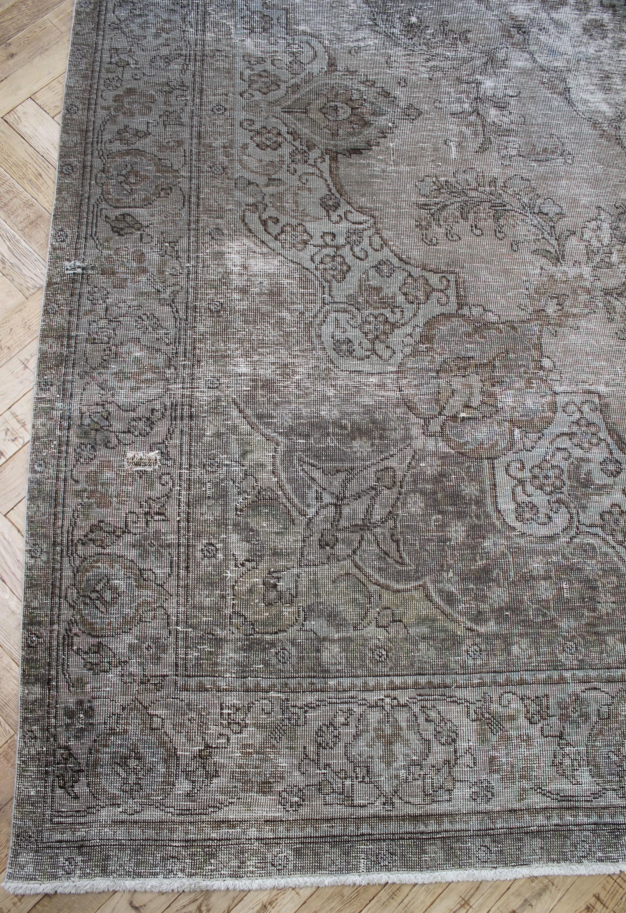 20th Century Vintage Turkish Rug in Blue Brown and Gray For Sale