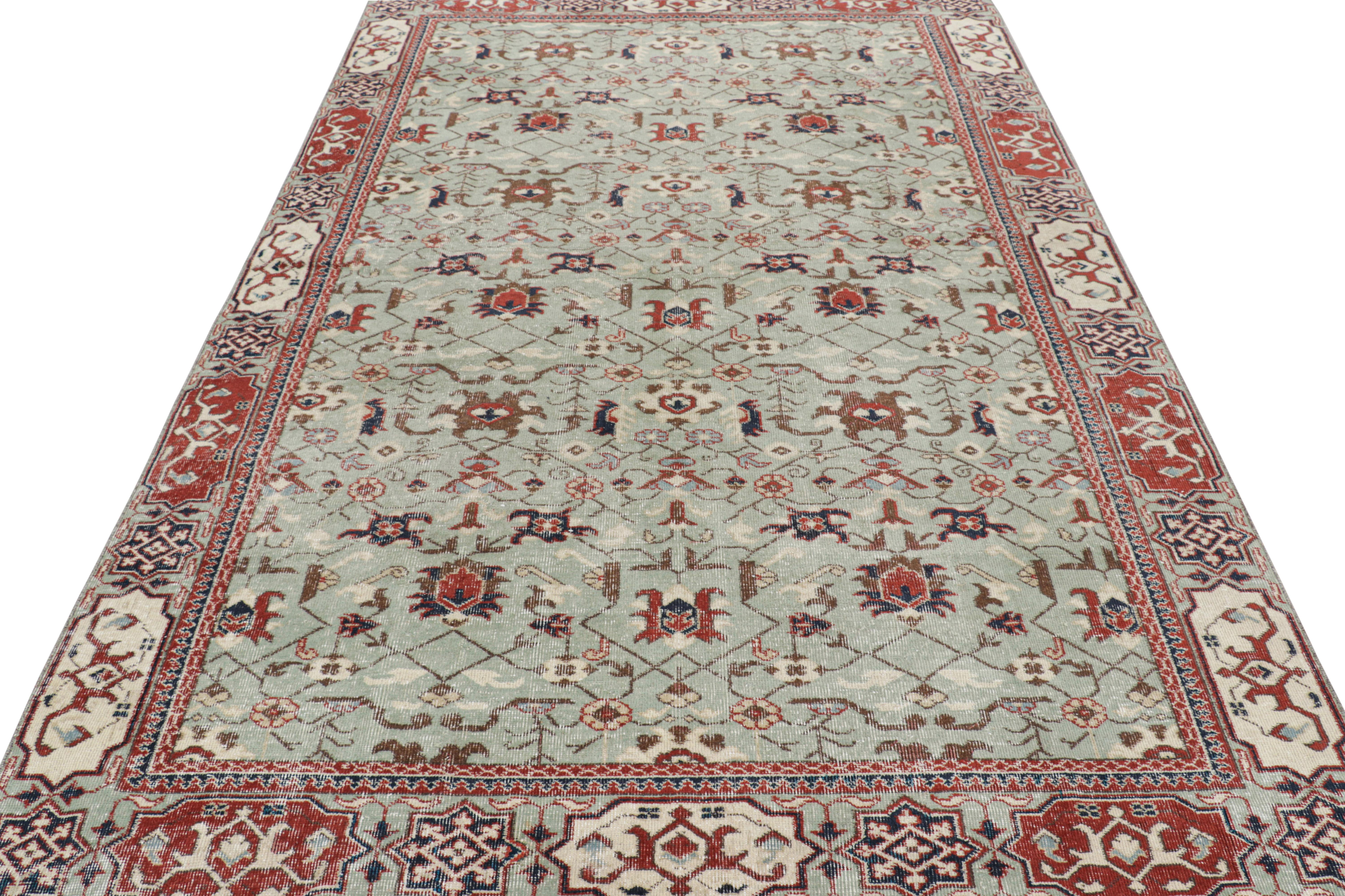 Türkischer Vintage-Teppich in Blau mit bunten geometrischen Mustern, von Rug & Kilim im Zustand „Gut“ im Angebot in Long Island City, NY