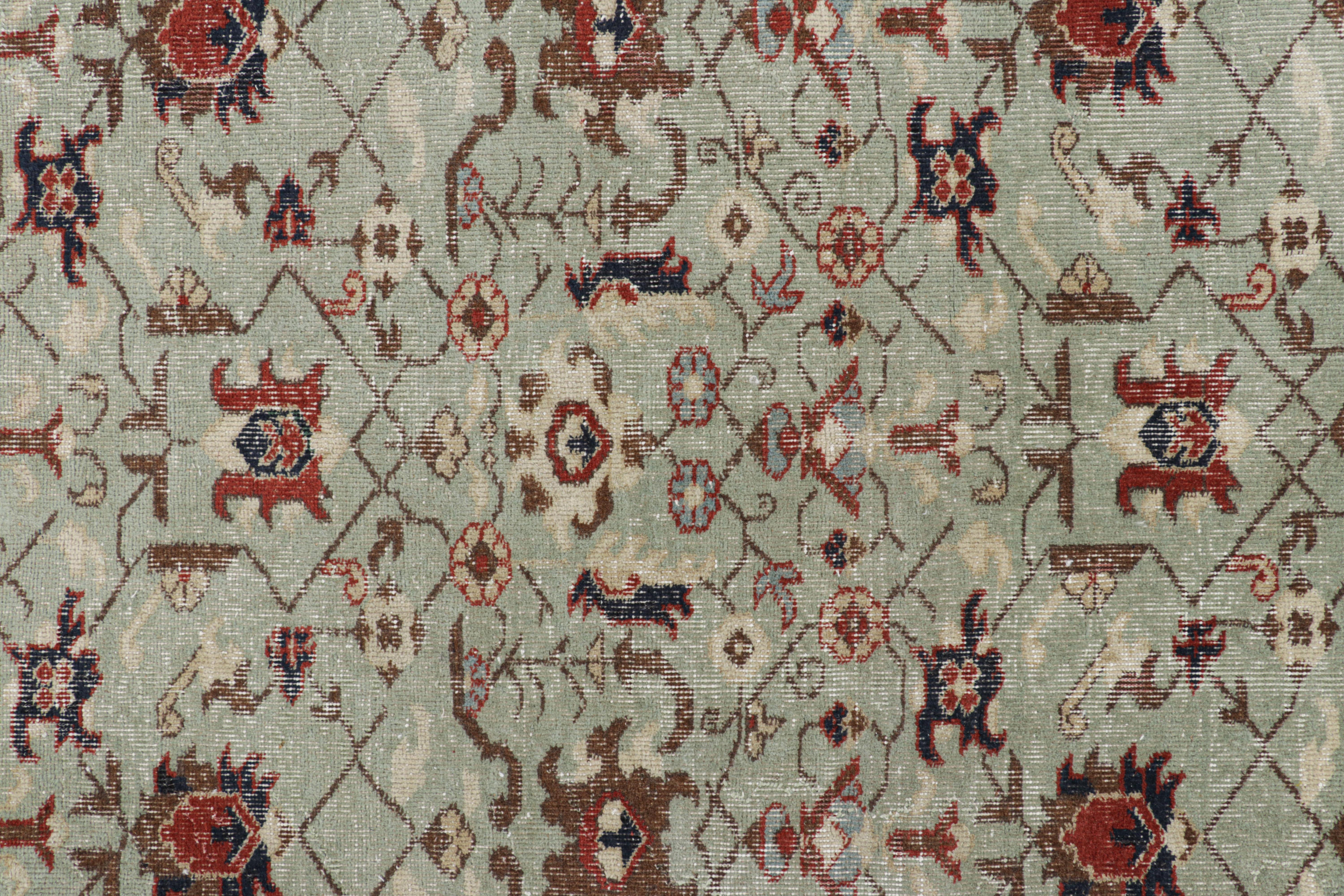 Türkischer Vintage-Teppich in Blau mit bunten geometrischen Mustern, von Rug & Kilim (Wolle) im Angebot