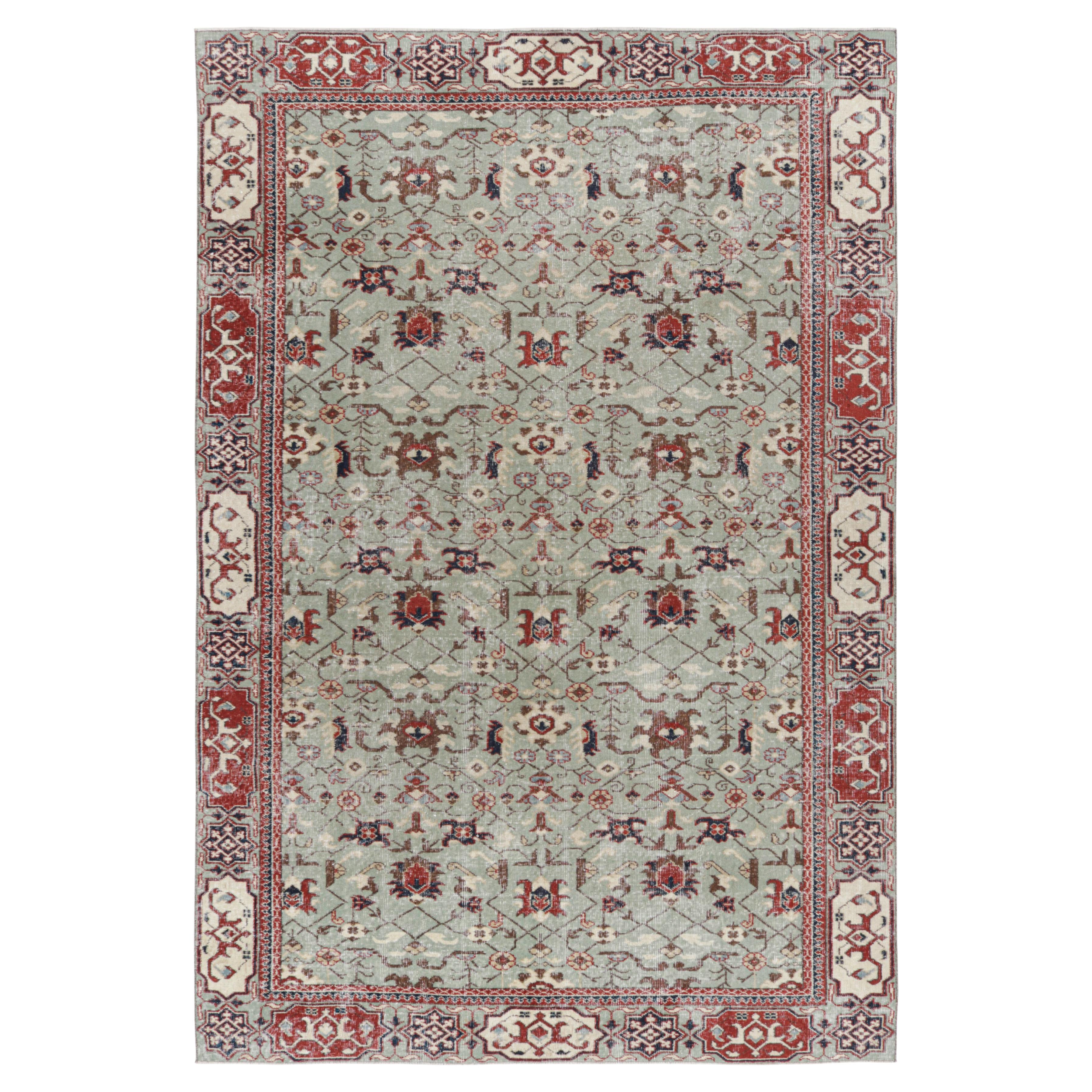 Türkischer Vintage-Teppich in Blau mit bunten geometrischen Mustern, von Rug & Kilim
